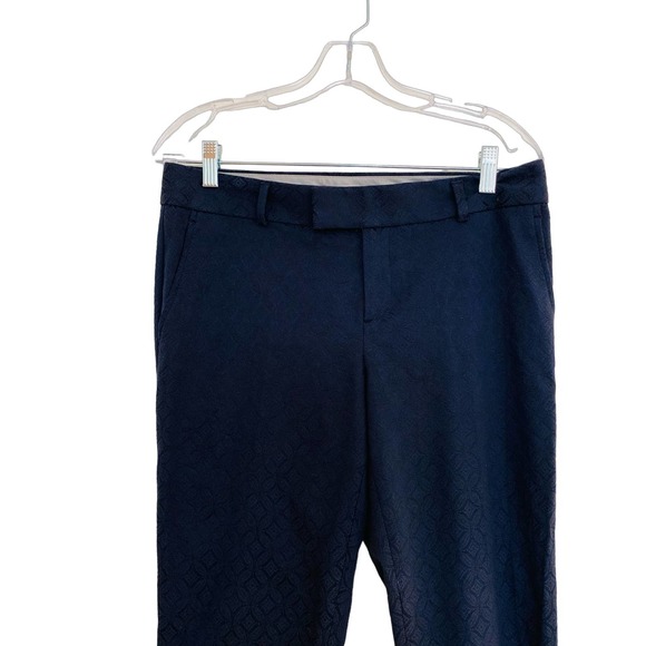 Banana Republic Symona Cropped Jacquard Classy Cotton Stretch Straight Leg Pants - Picture 4 of 12